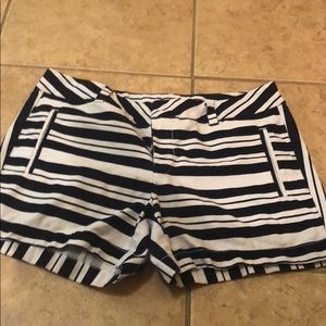 Black and white striped shorts